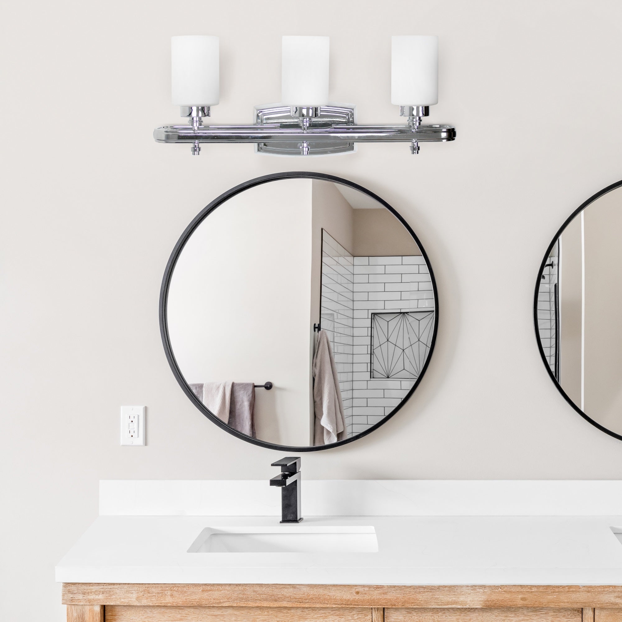 Simple Designs Wall Mounted Vanity Light, 3-Light, Chrome, 23.5inL x 5.5inW x 10inH, Iron, Model VT1026-CHR