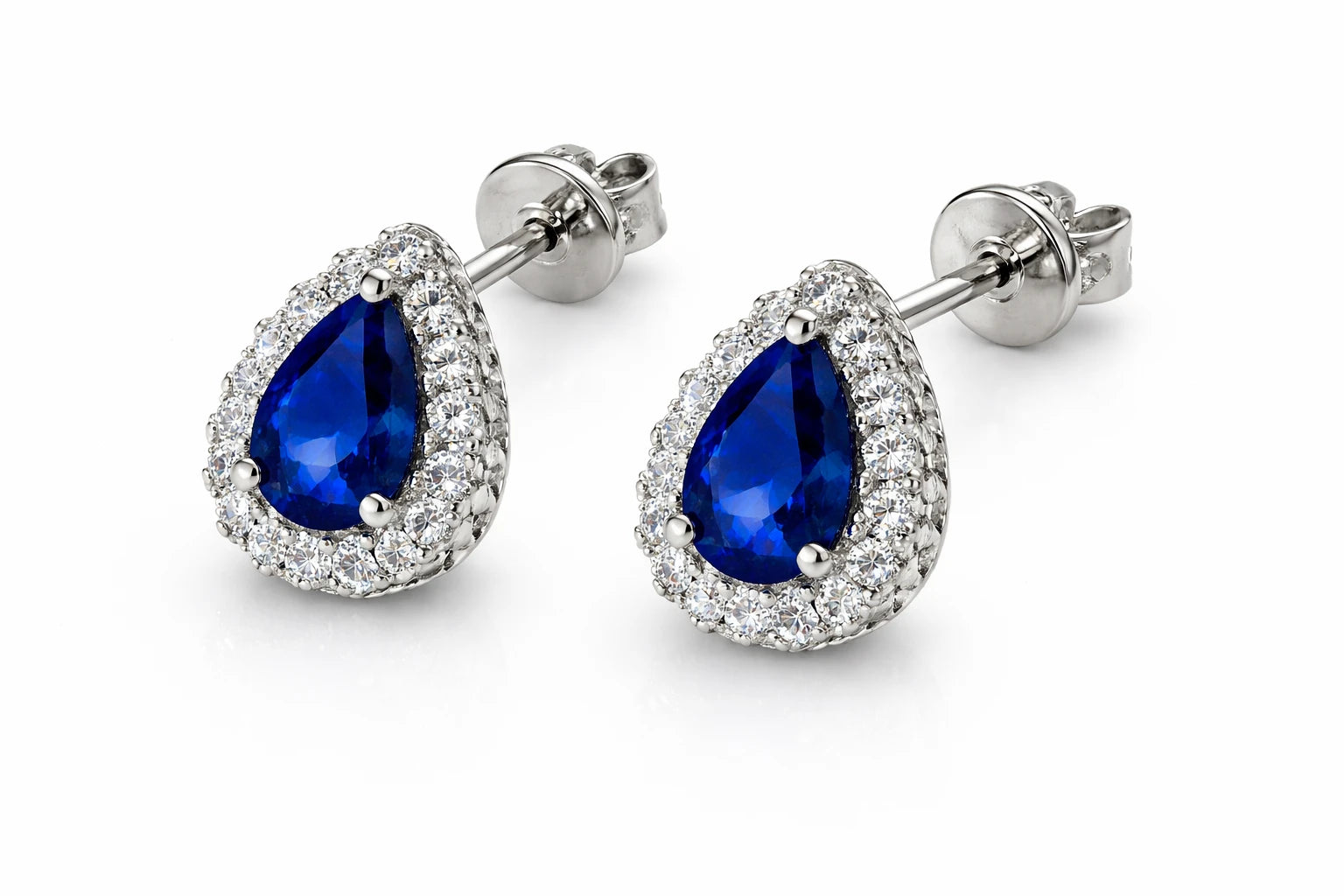 Vintage Earrings – 925 Sterling Silver Charm for Women in Sapphire