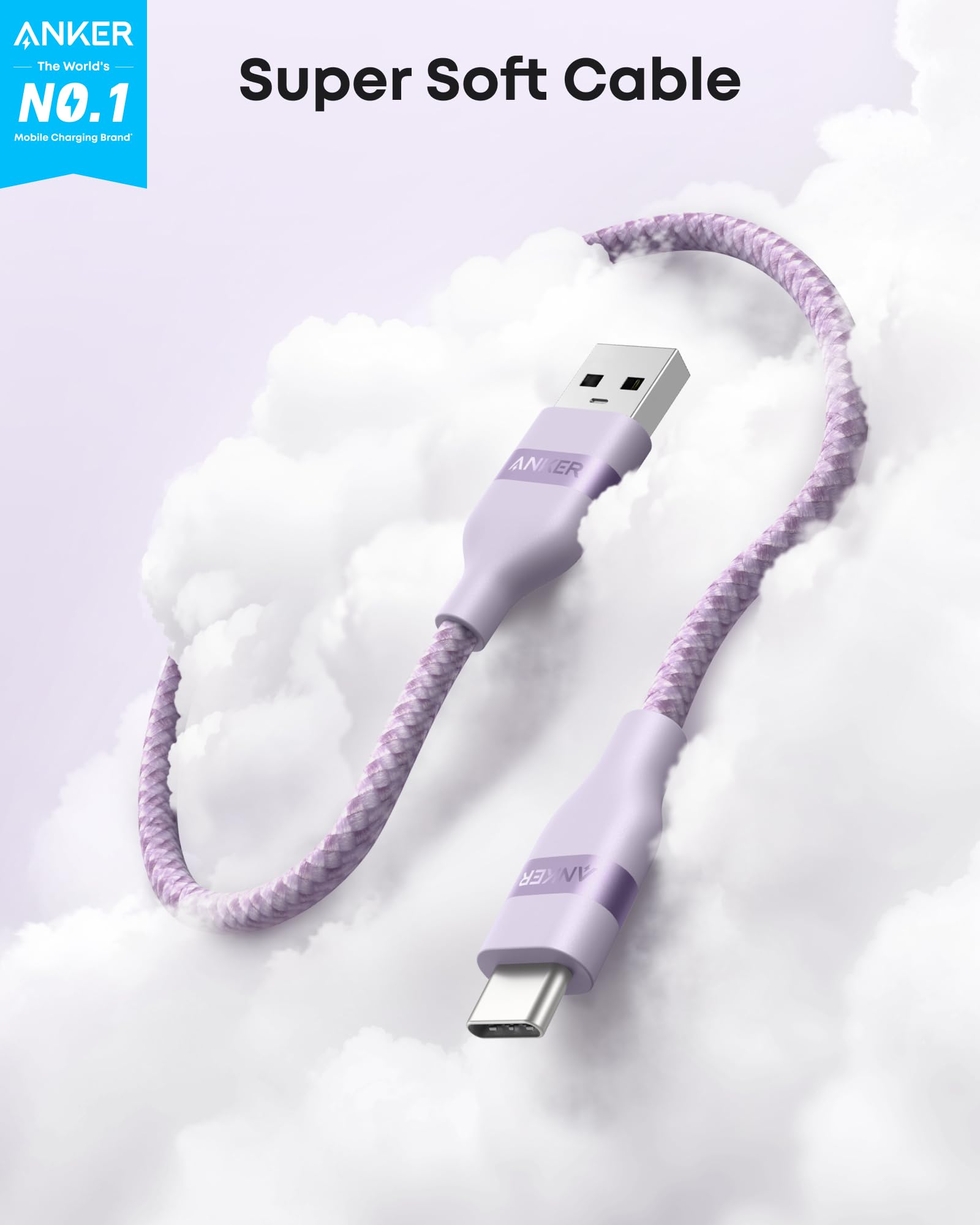 Anker USB-A to USB-C Cable (3 ft/6 ft, Upcycled-Braided)