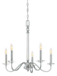 Westinghouse 6334200 Versailles Five-Light Indoor Chandelier, Chrome Finish With Clear Glass Accents, 5