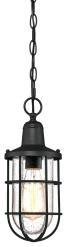 Westinghouse One-Light Outdoor Pendant, Textured Black Finish, Clear Seeded Glass