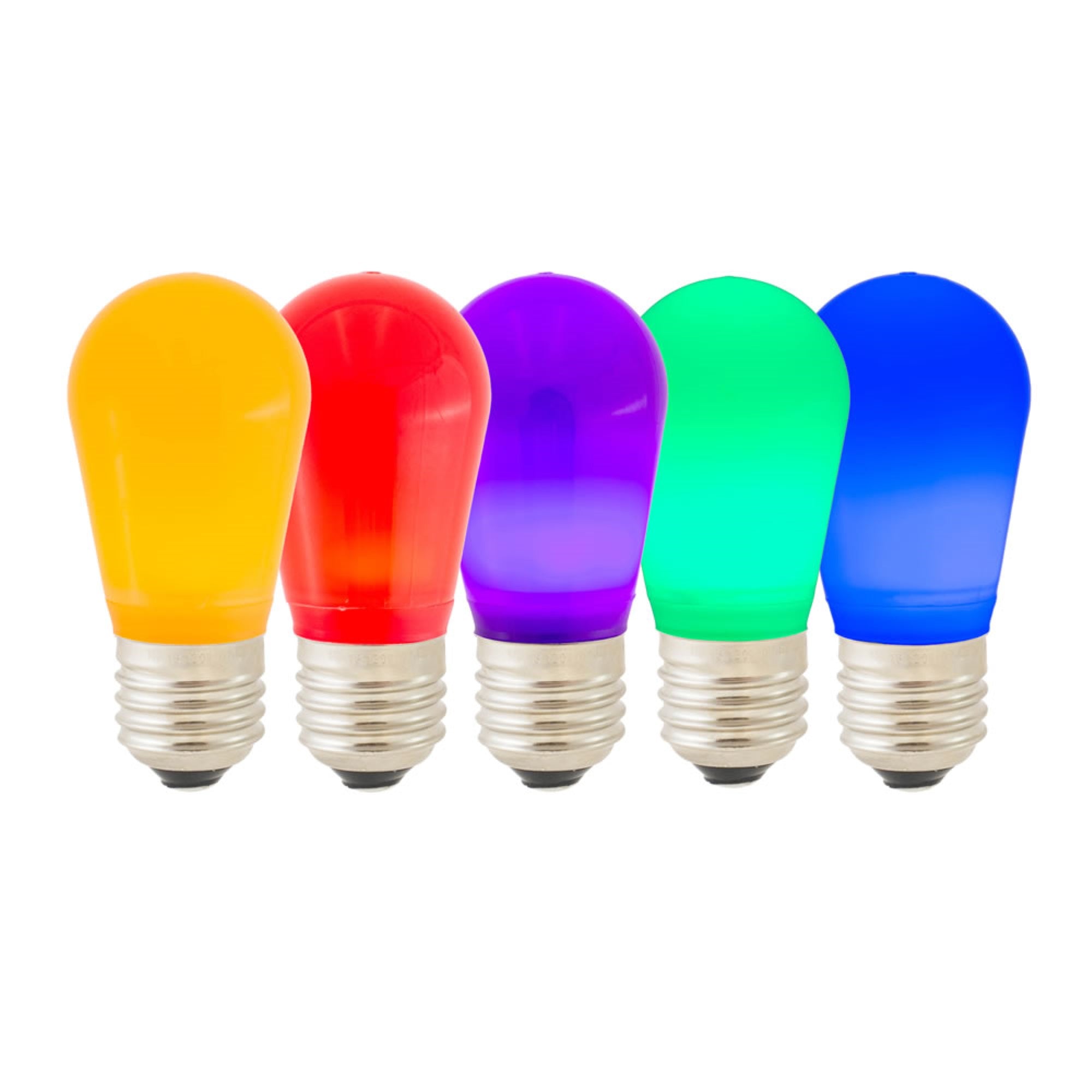 Vickerman S14 LED Multi Ceramic Bulb, 1.3W, 130V, E26 Medium Base, 5-Pack, Multicolor, 3.4in x 1