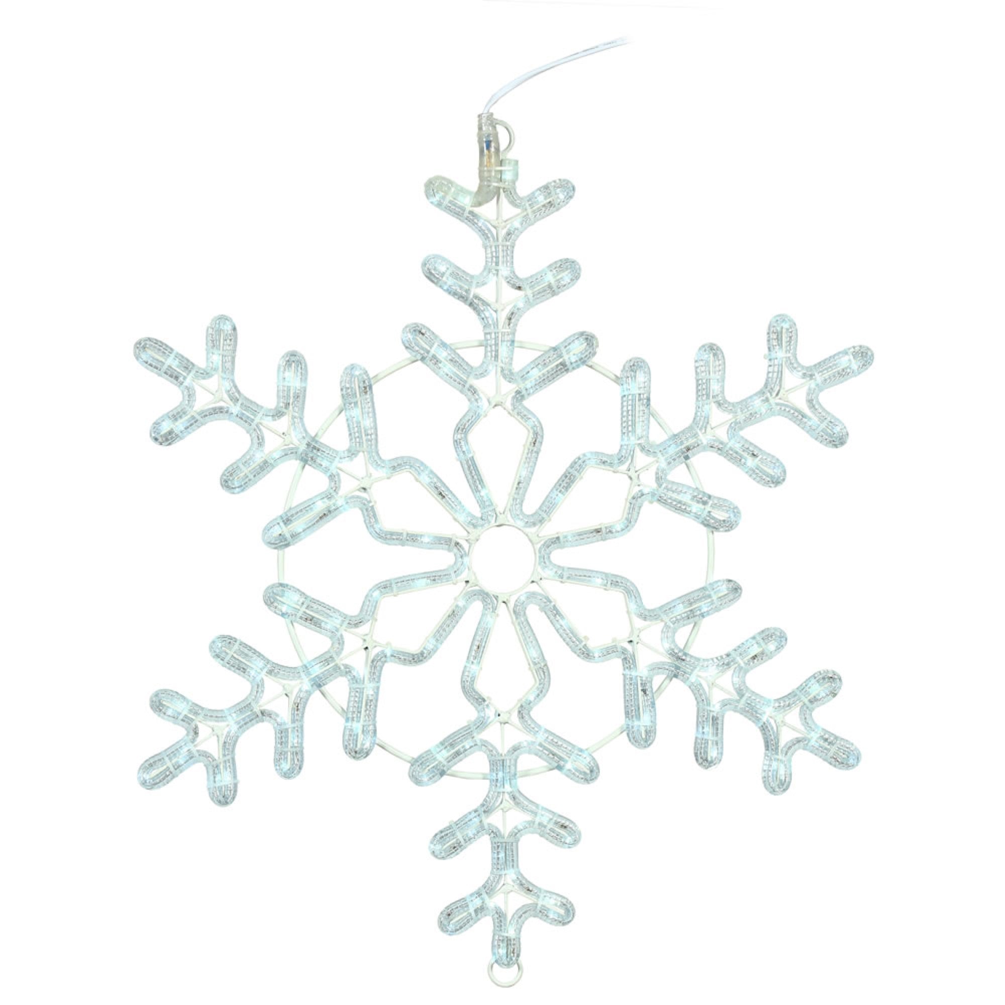 24 inch PureWht LED Twinkle Forked Snowflake