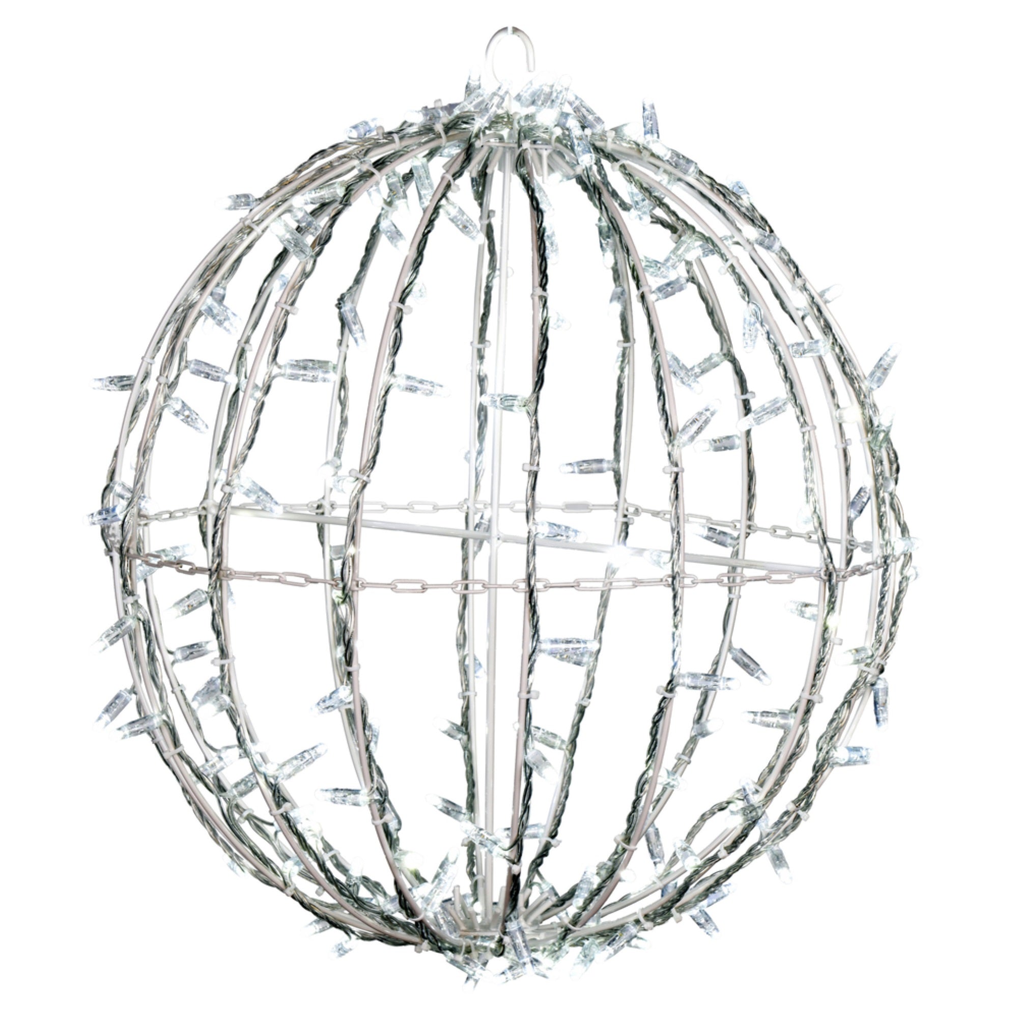Vickerman 180Lt X 20&quot; Fold Flat Cool White Led Jumbo Hanging Sphere With White Powder Coated Frame