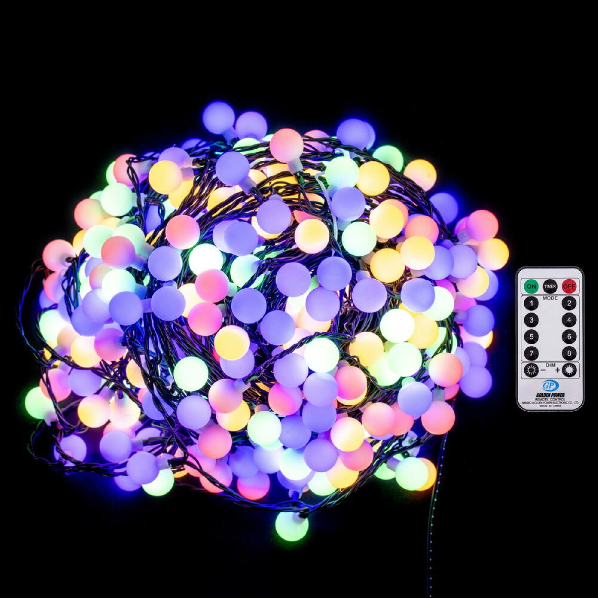 Vickerman Multicolor LED Cherry Light Set - 400 Lights, 8 Functions, Indoor/Outdoor, 103 ft, Model X22G440