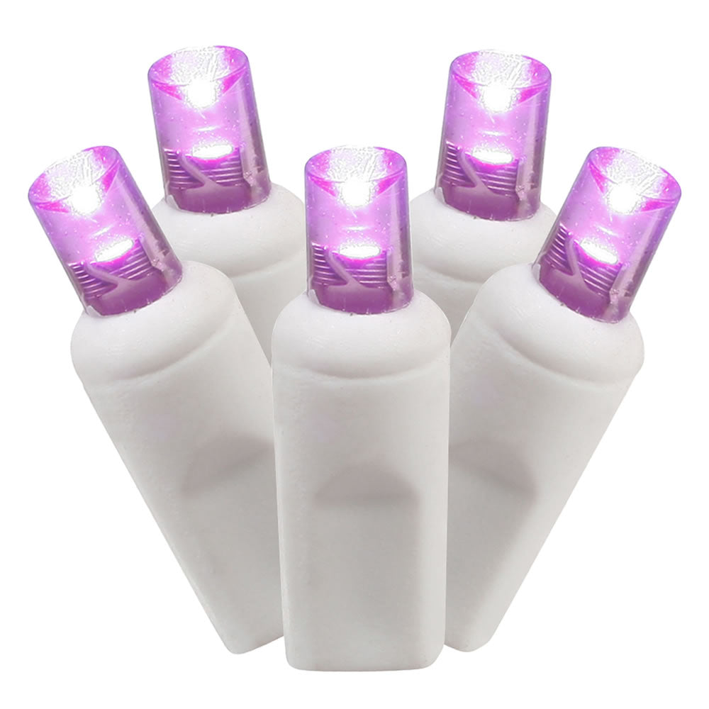 Vickerman LED Light Set 100 Wide Angle Purple Lights on White Wire 36 Plastic Model X4W6106