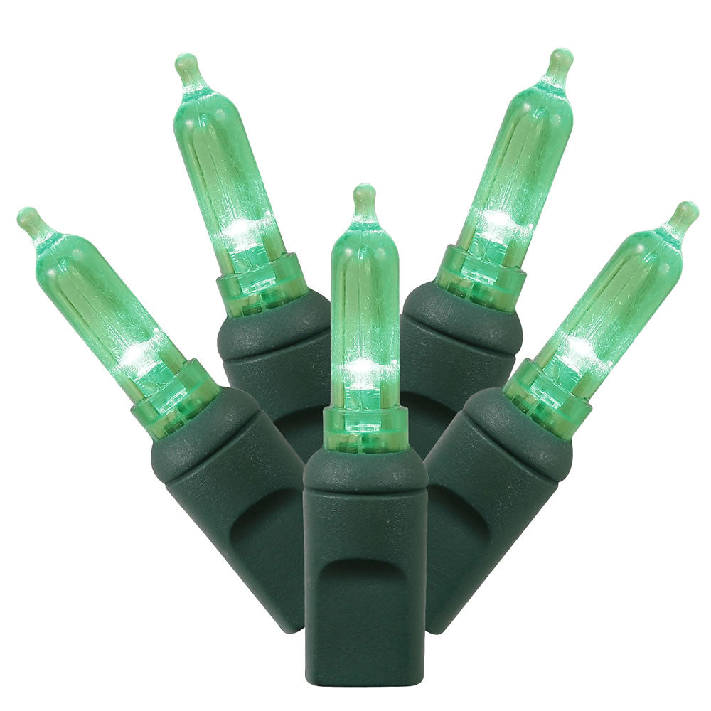 Vickerman 50 Light Green Italian LED Light Set, Green Wire, 50Lt, Plastic