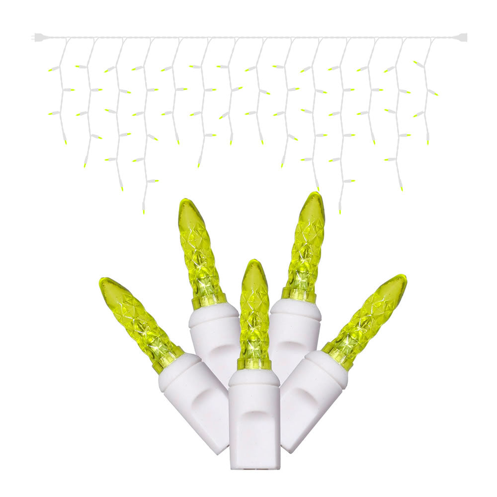 Vickerman Light Set 70 LED Lights on White Wire, 9 Length, 3.5in Bulb Spacing, 8in Drop Spacing, Lime, Model X6W