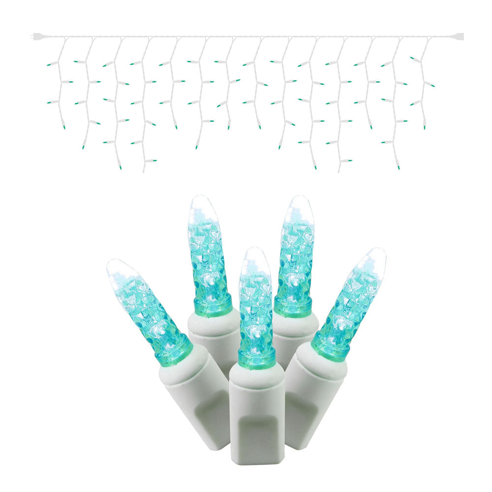 Vickerman 70Lt LED Teal/Ww M5 Twinkle Icicle 9L  X6W3232T