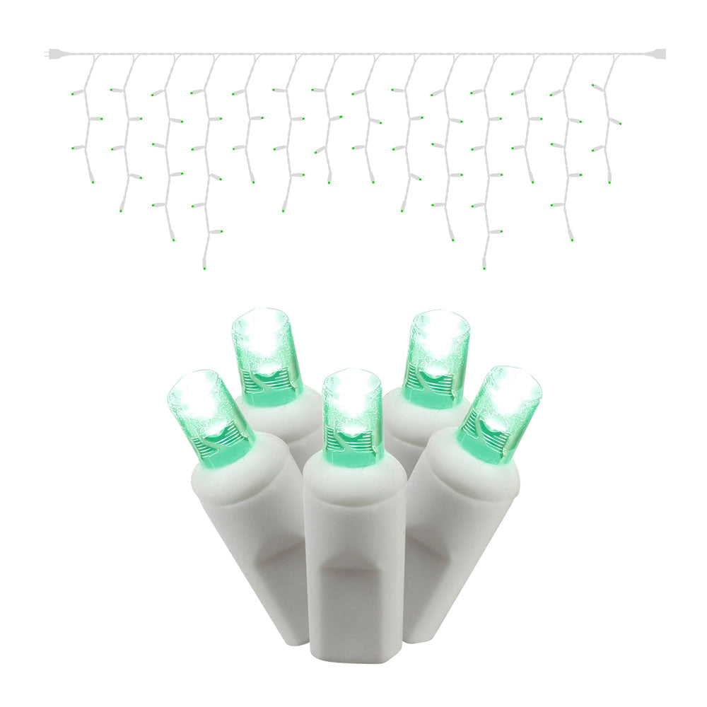 Vickerman LED Light Set, 70 Lights on White Wire, 9 Length, 3.5in Bulb Spacing, 8in Drop Spacing, Green, Model X6