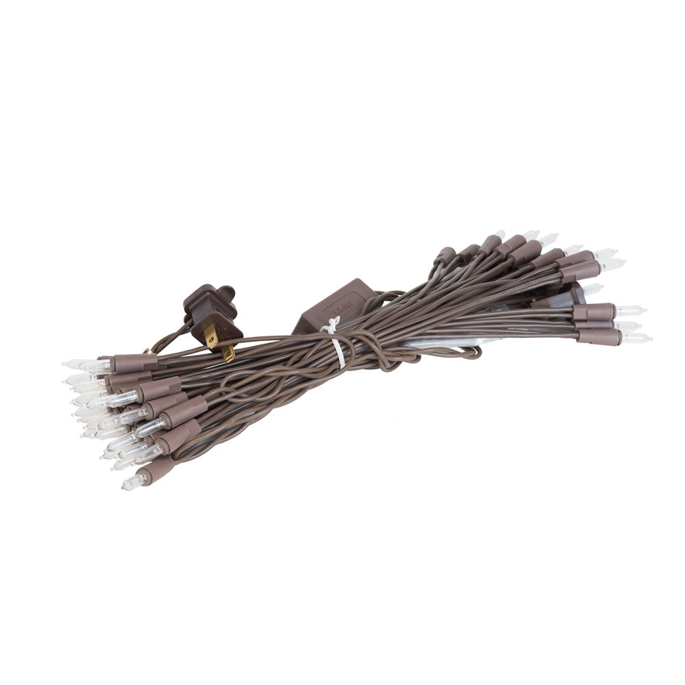 Vickerman 50 Led Warm White Dura-Lit Light On Brown Wire, 37' Christmas Light Strand