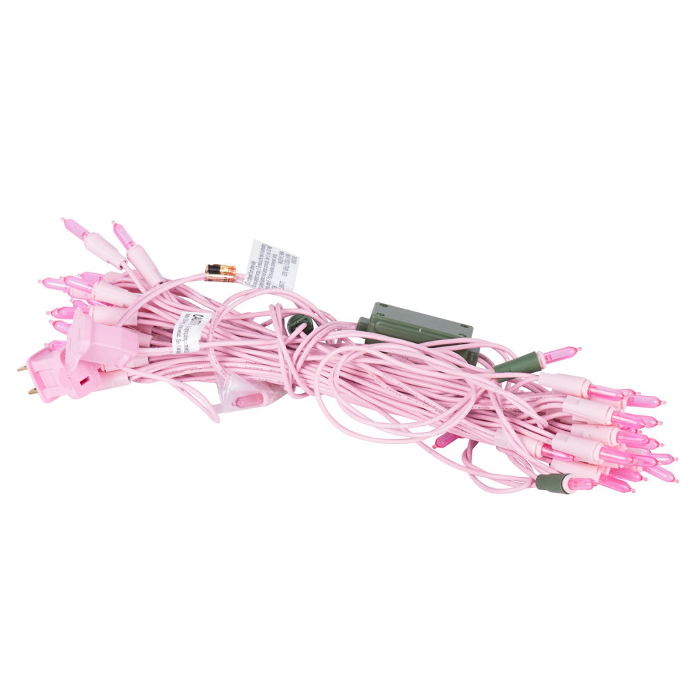 Vickerman 50 LED Pink Dura-Lit Lights on Pink Wire, 37 Strand, Model X9PK510LED, Plastic Material