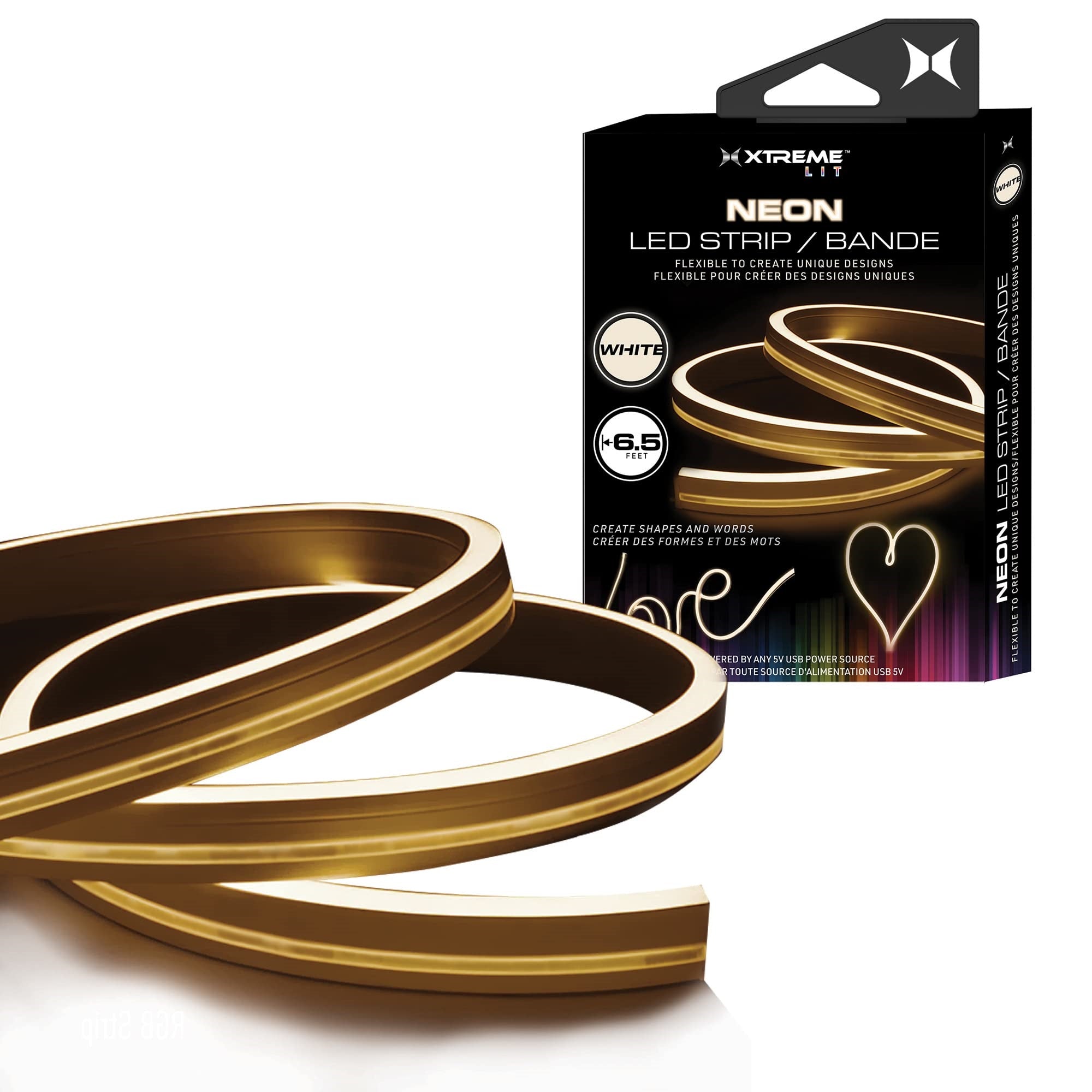 Xtreme Xlb71054Wht 6.5Ft Neon Led Strip Bendable Durable Works With Any 5V Usb Power Source Make Unique And Colorful Words, Phrases And Shapes To Illuminate Any Space, Fast Diy Installation, White