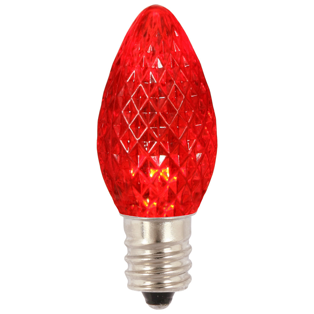 Vickerman C7 Led Red Faceted Replacement Bulb, Package Of 25