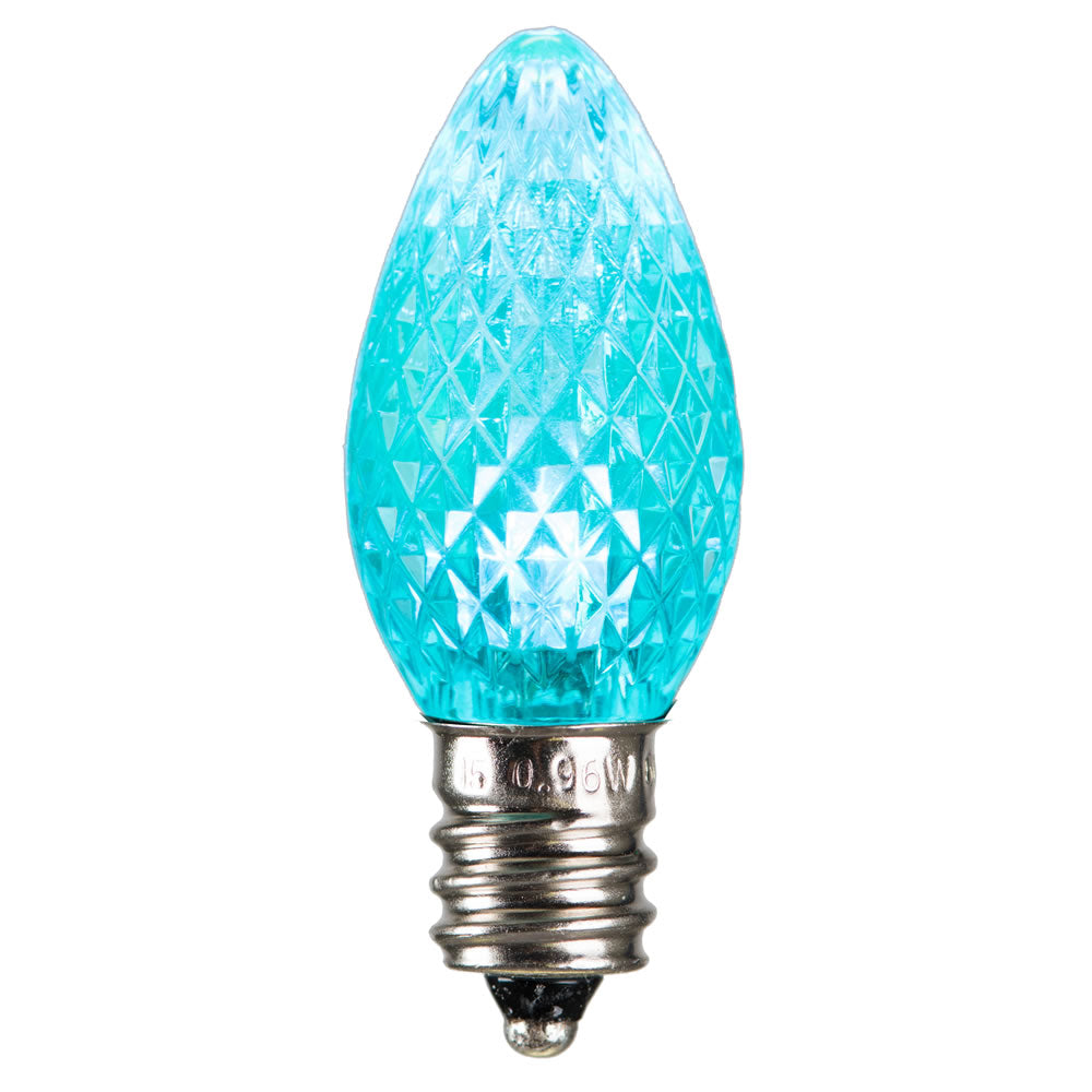 Vickerman C7 LED Teal Faceted Twinkle Bulb - 25 Pack, Model XLEDC7LT-25, Energy Efficient Decorative Lighting