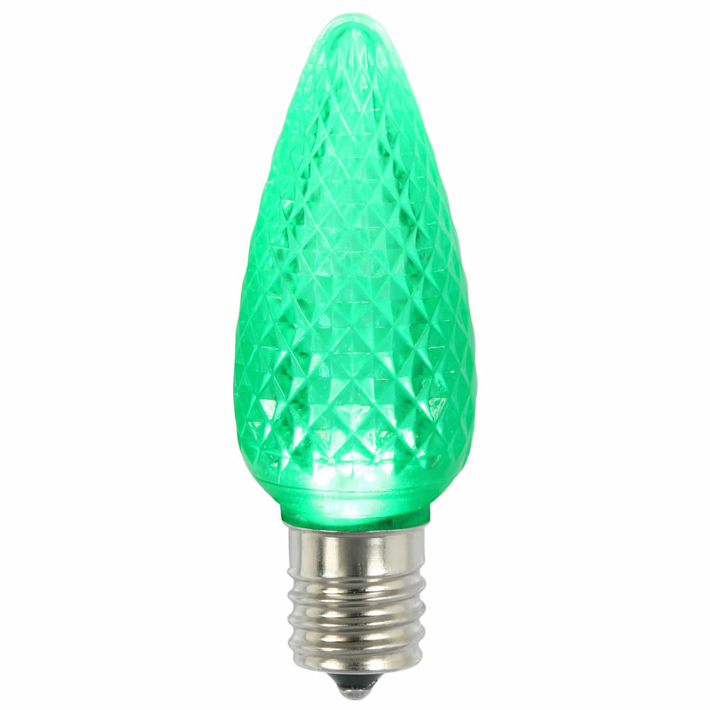 Vickerman C9 LED Replacement Bulb, Green, Faceted, Model XLEDC94-25, Package of 25