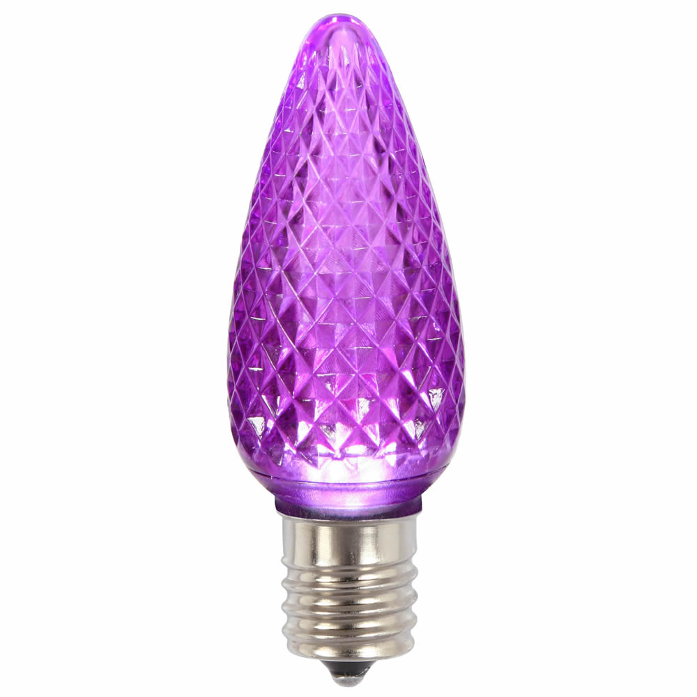 Vickerman C9 LED Twinkle Bulb, Purple Faceted, Nickel Base, 120V, 0.96W, Model XLEDC96T-25, 25 Bulbs