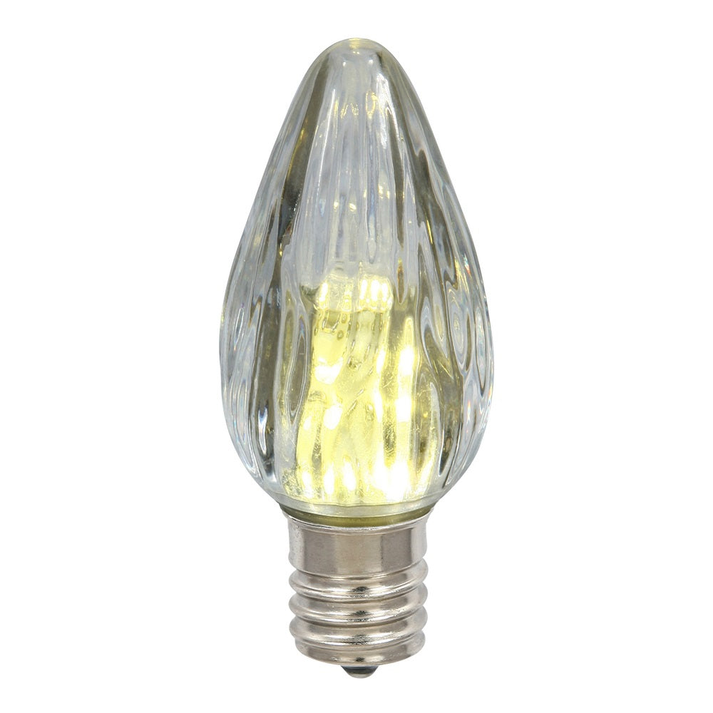 Vickerman F15 LED Flame Replacement Bulb, Dimmable, 0.96W, E26 Nickel Base, Pure White, 25 Bulbs per Pack, Model XLEDF19