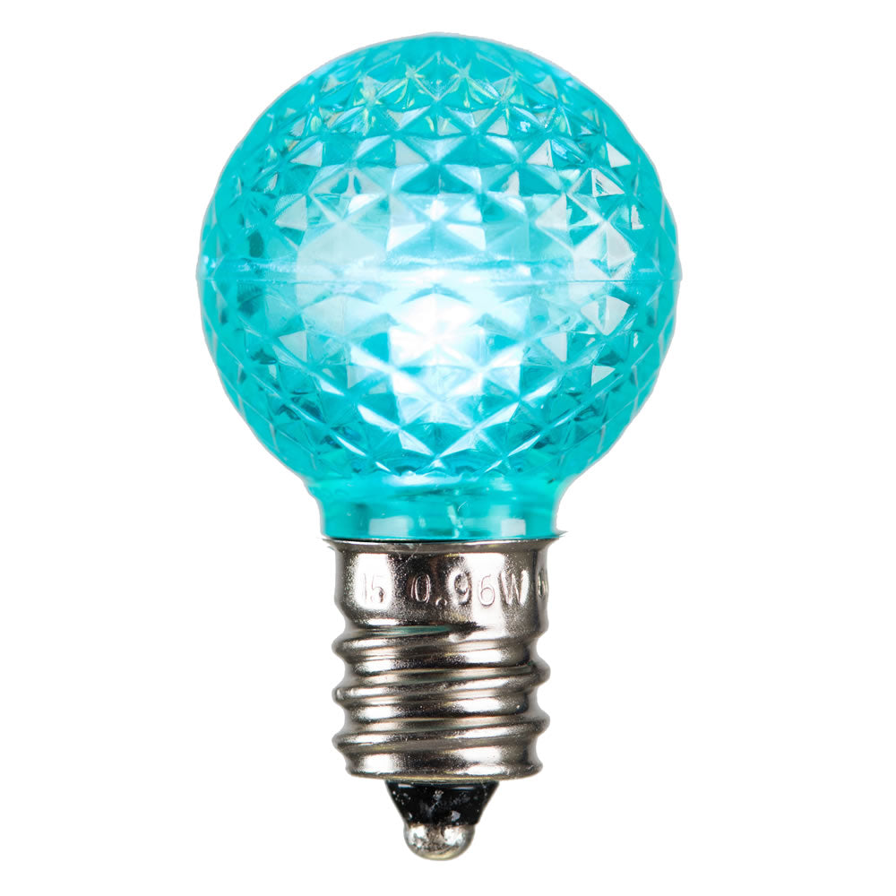 Vickerman G30 LED Teal Faceted Bulbs, E12 Nickel Base, Dimmable, 25 Pack, 0.38 Watts, Model XLEDG3L-25
