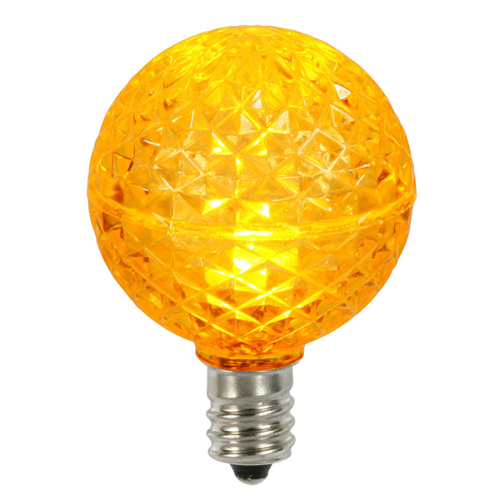 Vickerman G40 LED Yellow Bulb E12 Nickel Base .45W, Model XLEDG47-25, Package of 25