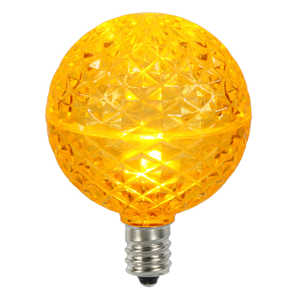 Vickerman G50 Led Yellow Replacement Bulb, E12/C7 Nickel Base .38W, 10 Bulbs Per Pack
