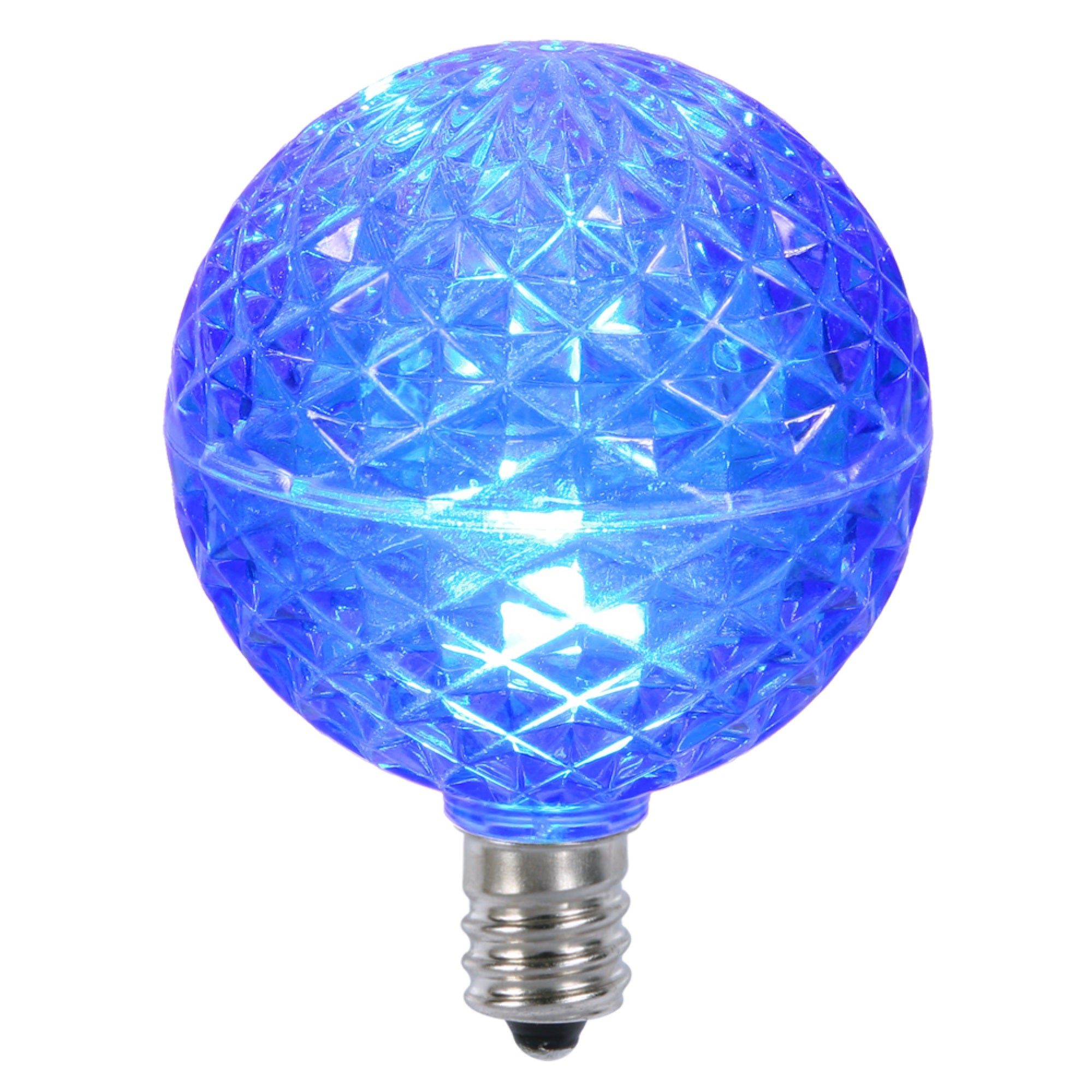 Vickerman G50 Blue LED Faceted Christmas Light Bulbs - 25 Pack