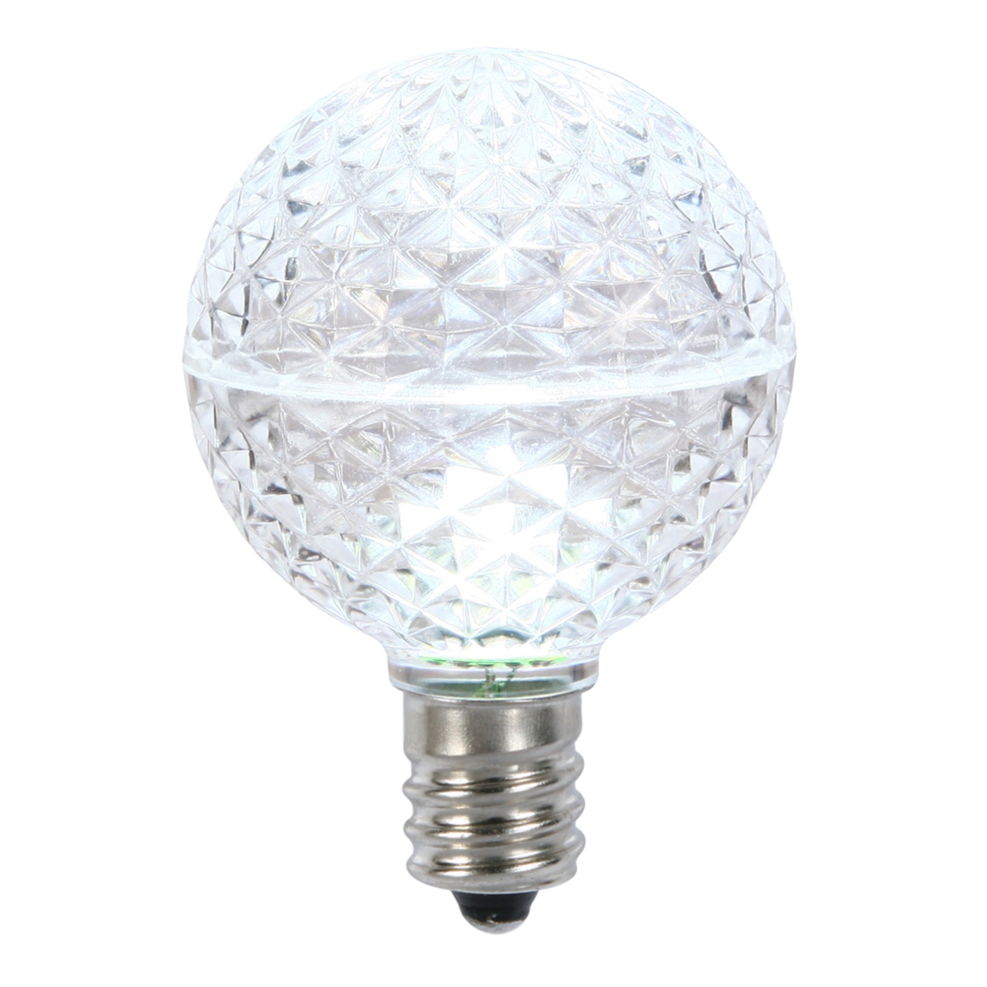 Vickerman G50 LED Replacement Bulb, E17/C9 Nickel Base, 0.45W, Cool White, Model XLEDG65-25, Pack of 25