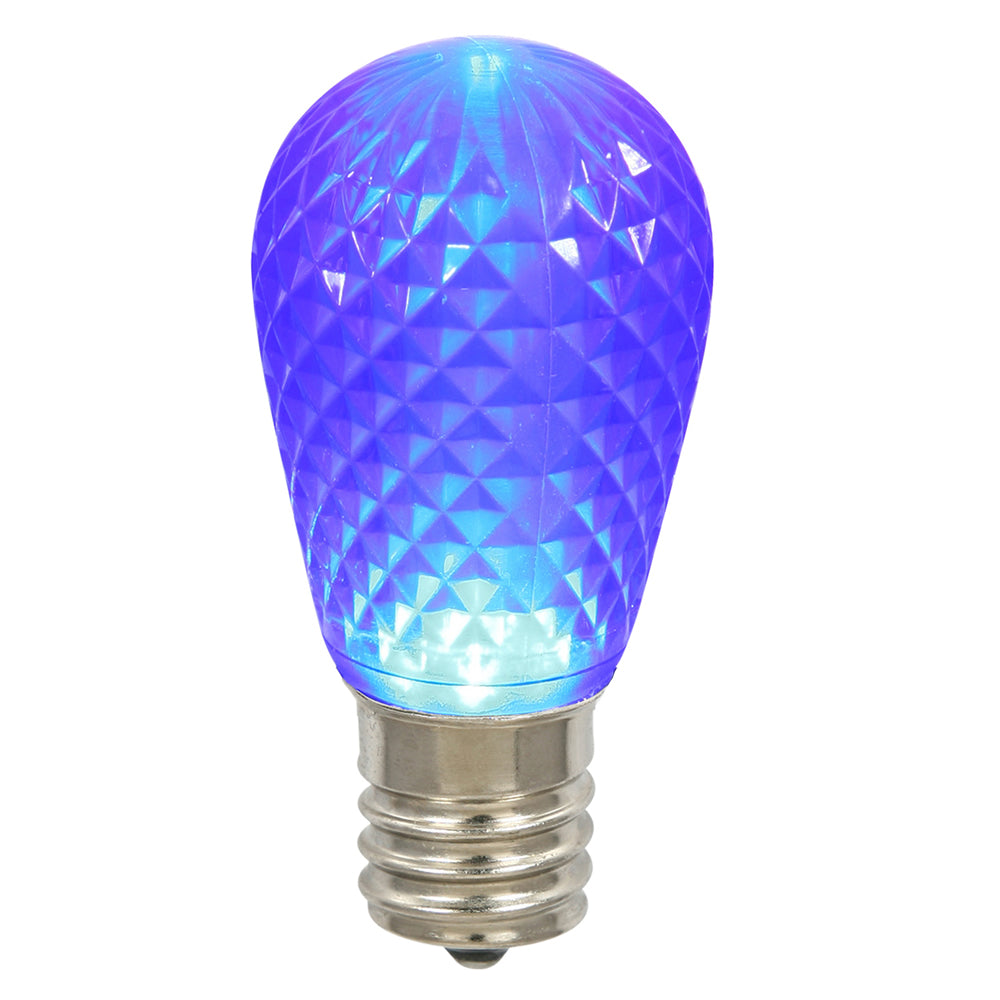 Vickerman S14 Led Blue Faceted Replacement Bulb E26 Nickel Base, 10 Diodes, 120V Dimmable, 10 Bulbs Per Pack