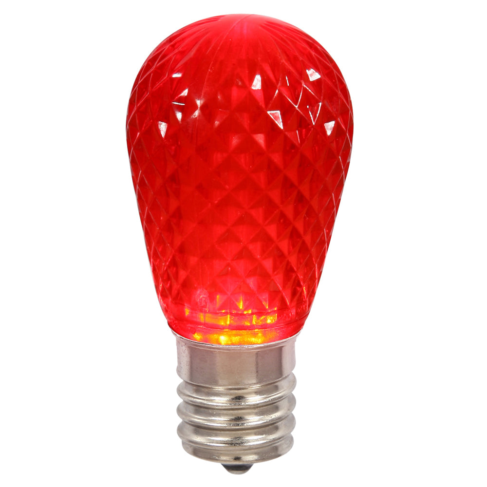 Vickerman S14 Led Red Faceted Replacement Bulb, 10 Bulbs Per Pack