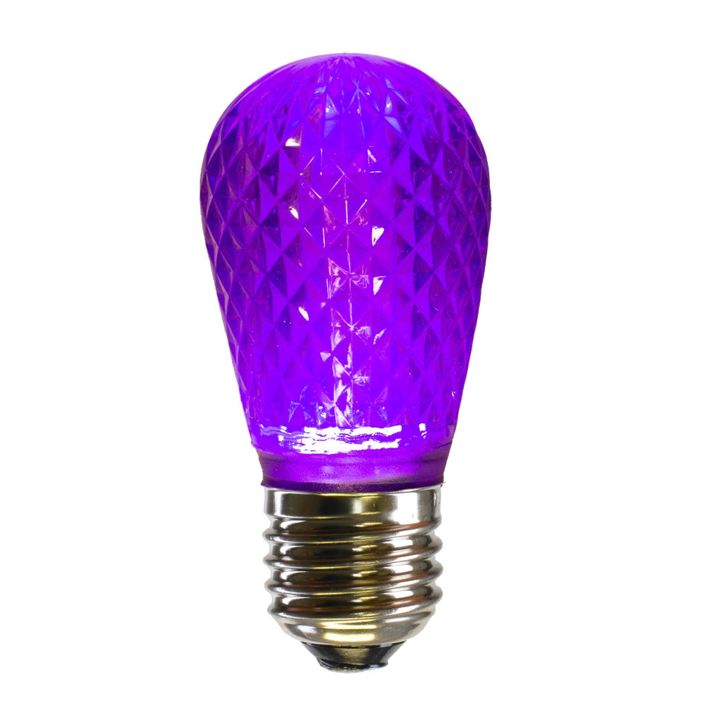 Vickerman S14 Led Purple Faceted Replacement Bulb E26 Nickel Base, 10 Diodes, 120V Dimmable, 10 Bulbs Per Pack