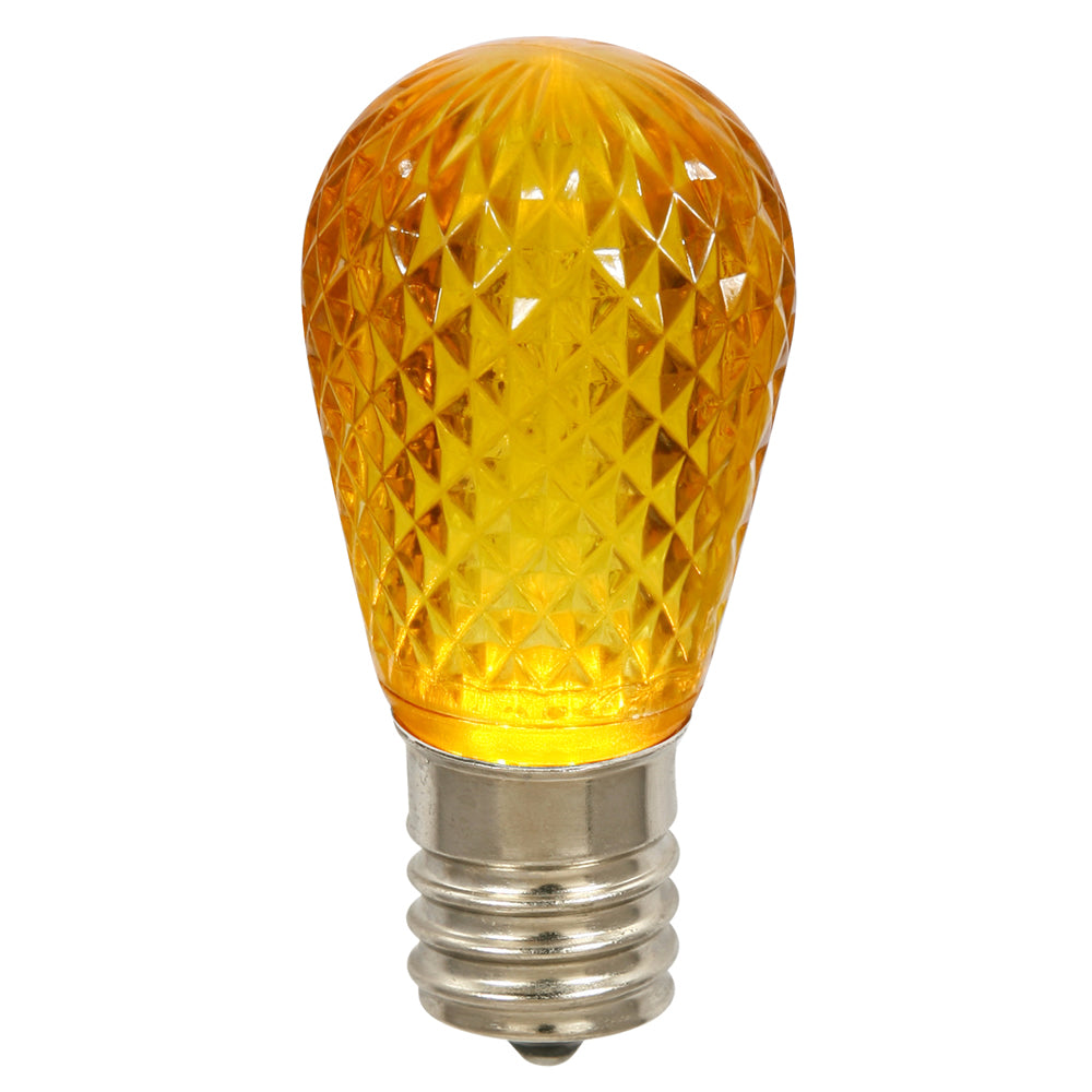 Vickerman S14 Led Yellow Faceted Replacement Bulb, 10 Bulbs Per Pack