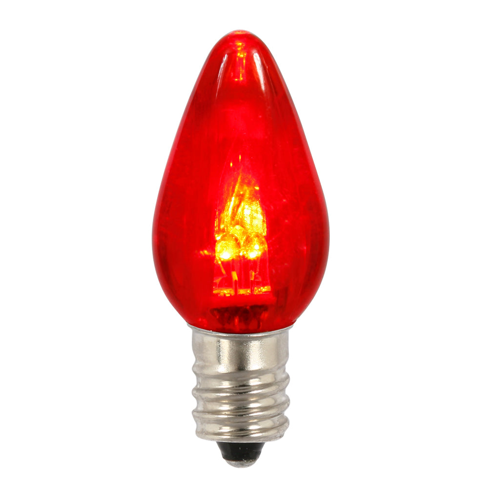 Vickerman C7 Transparent Plastic Led Red Dimmable Bulb, E12 Nickel Base, 3 Diodes, .90Watts, 120Volts, 3 Lumens, 25 Per Case