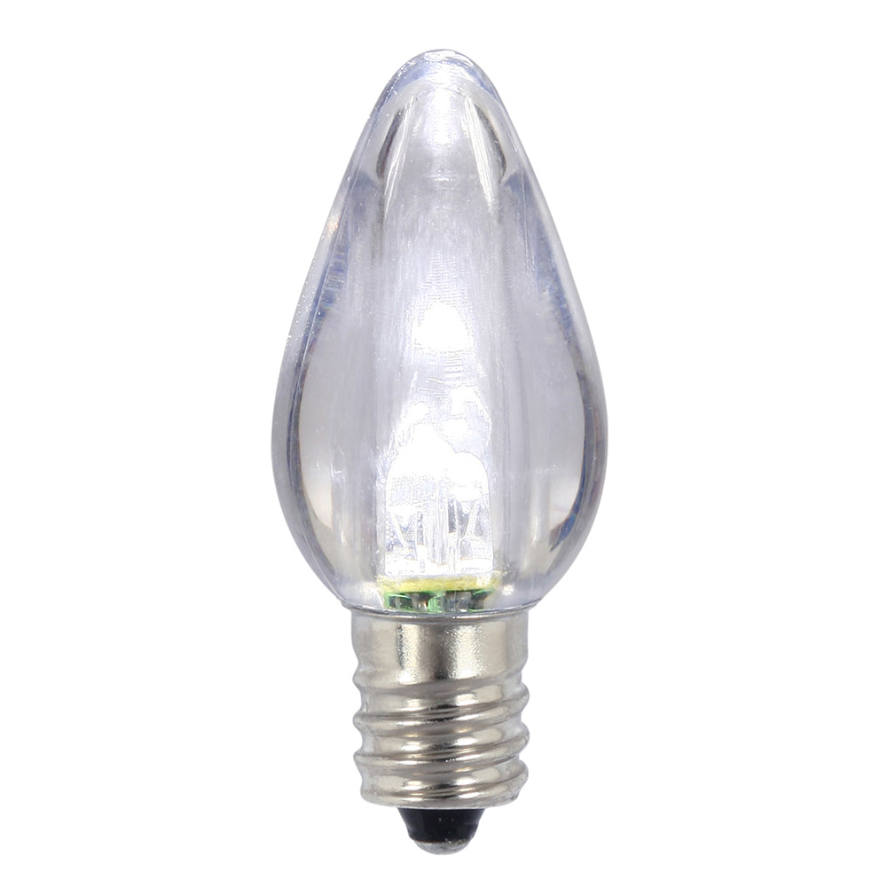 Vickerman C7 Twinkle Transparent Plastic Led Pure White Dimmable Bulb, E12 Nickel Base, 25 Per Bag