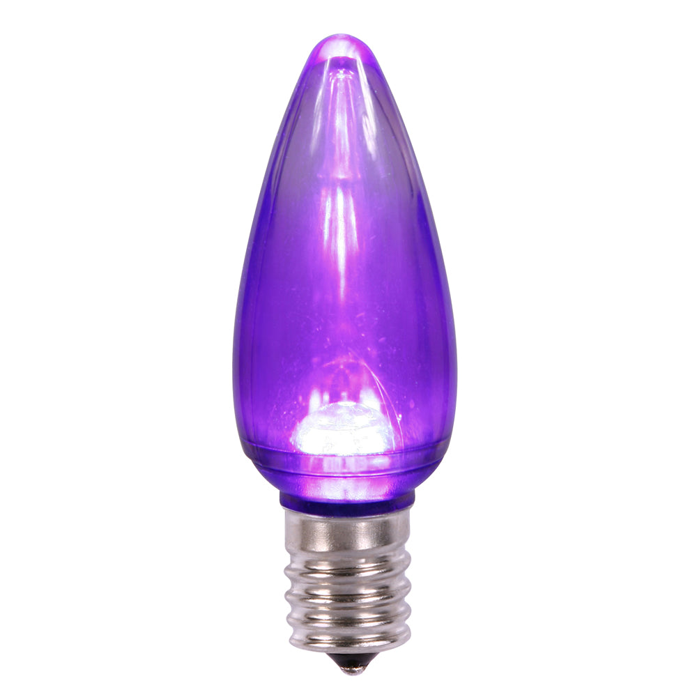 Vickerman C9 Twinkle LED Bulbs, Purple, Dimmable, Plastic, 2.87in x 1.12in, 25 per Bag