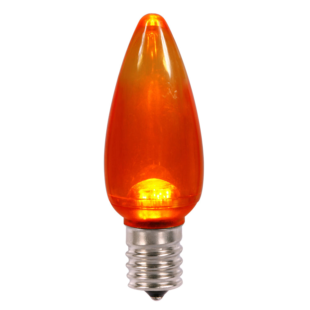 Vickerman C9 Twinkle LED Bulbs, Dimmable, E17 Nickel Base, Plastic, Orange, 2.87in x 1.12in, 25 per Bag