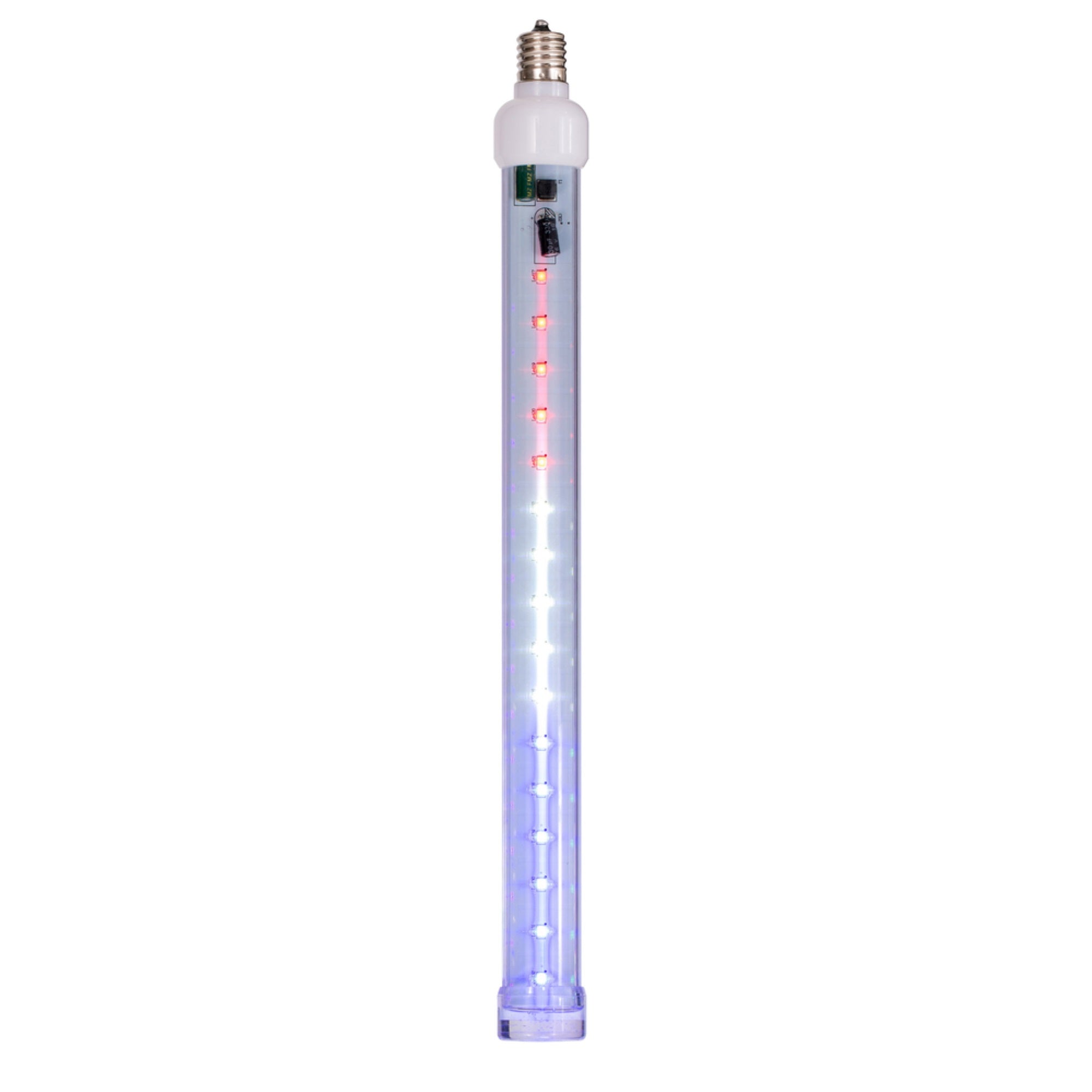 Vickerman LED Snowfall Tube Bulb C9-E17 Nickel Base 12in Red-White-Blue, 5 Pack