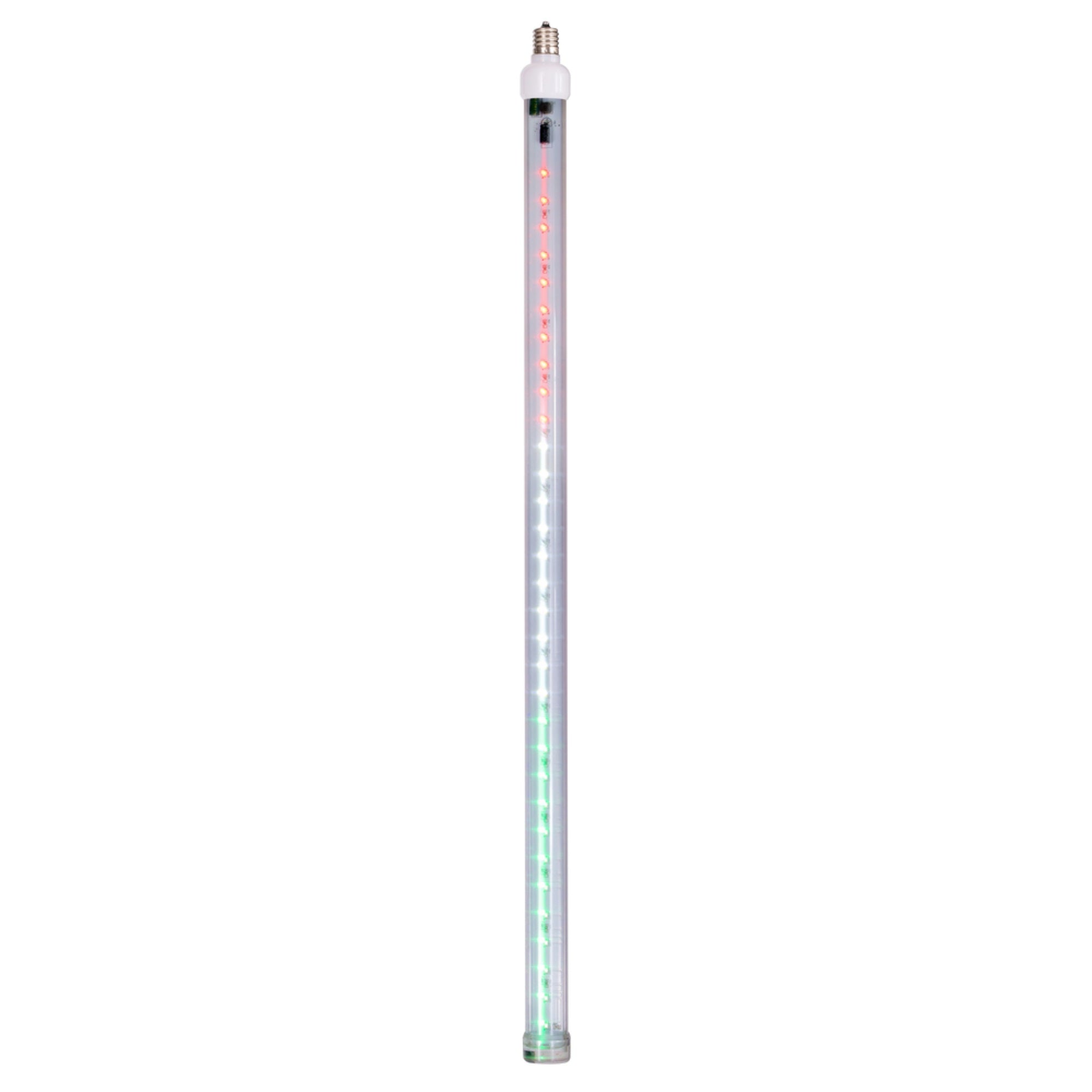 Vickerman C9 LED Snowfall Tube Bulb, 24in, Red-White-Green, Nickel Base, Model XS24C124, 5 Pack
