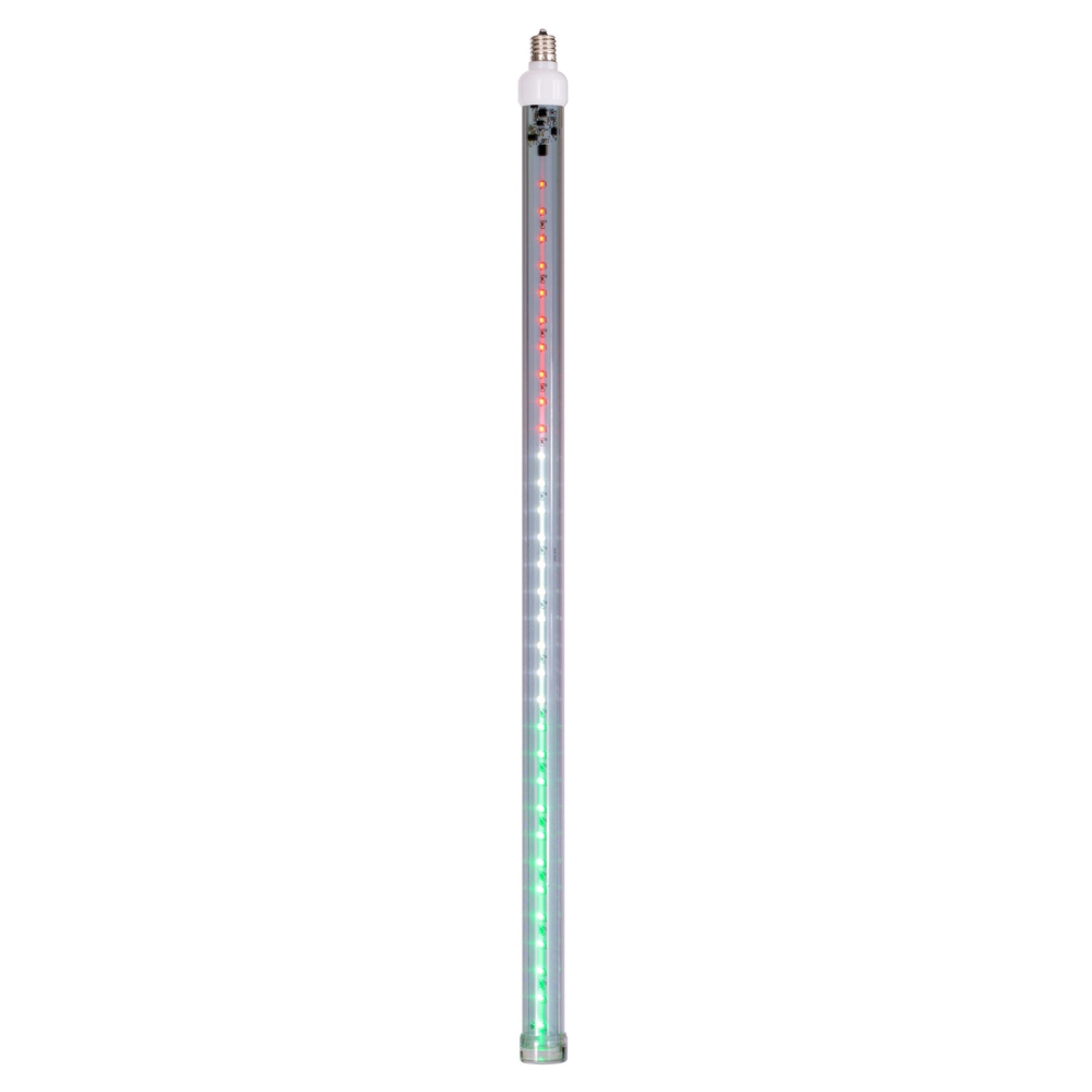 Vickerman C9 LED Snowfall Tube Bulb, 24in, Red-White-Green, Nickel Base, Model XS24C124, 5 Pack