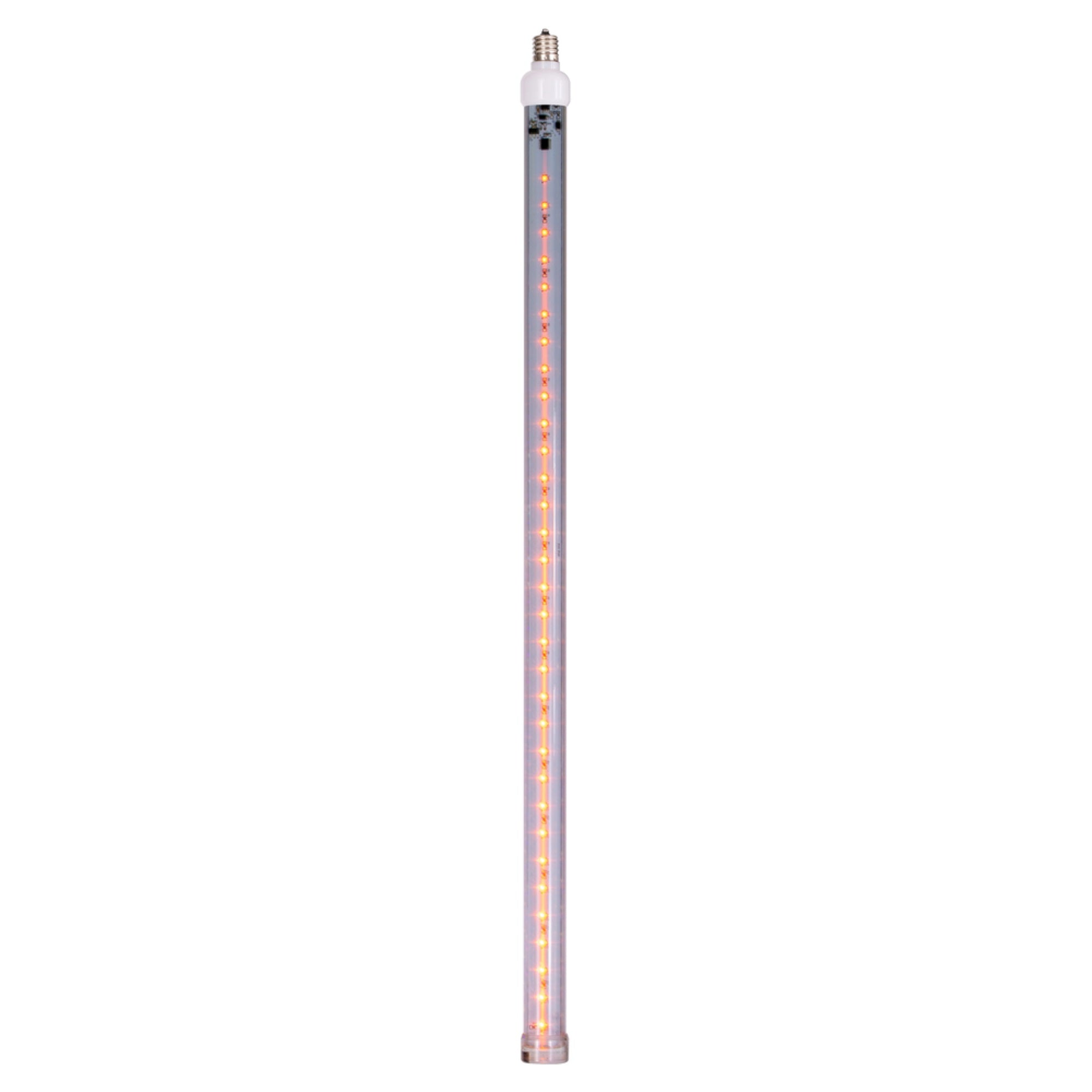 Vickerman 24in Orange LED Snowfall Tube Bulb, C9-E17 Nickel Base, 5 Pack, Model XS24C98