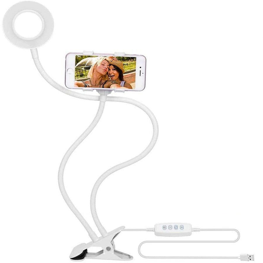 Zunammy Ztlamp3000Wt 3.5 In. Led Personal Live Stream Ring Light Kit With Table Clamp & Phone Holder, White