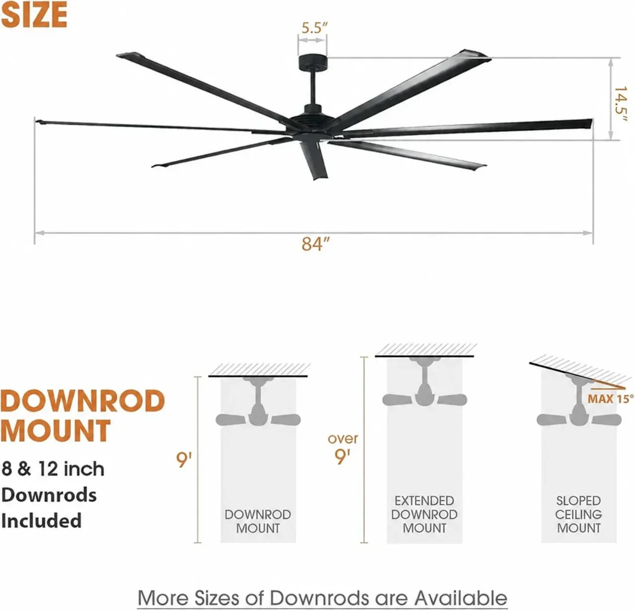 Silent Storm Extra Large Ceiling Fan with Remote Control