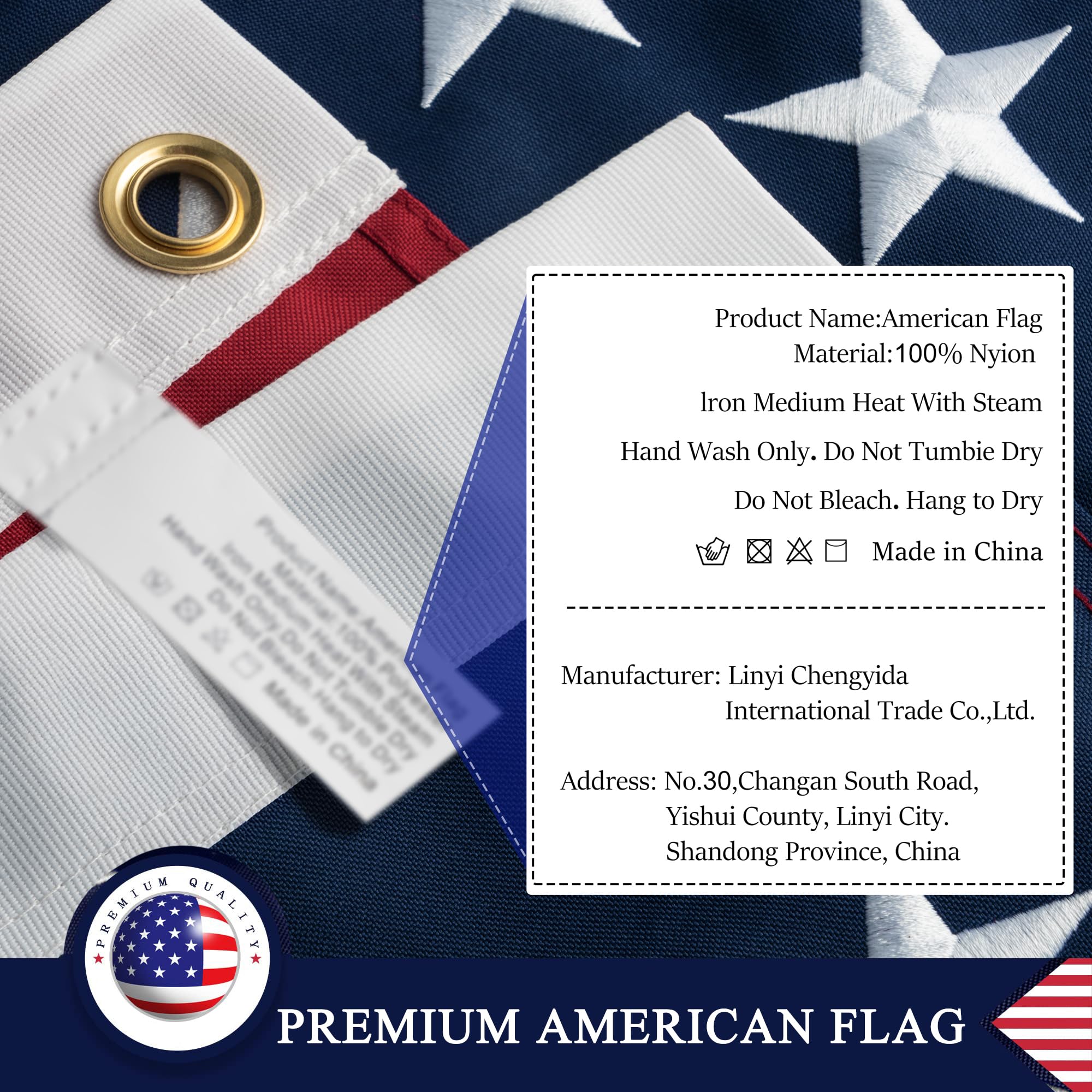 American Flag 4x6 Ft for Outside, Heavy Duty Nylon US Flags for High Wind Outdoor, Fade Resistant and Waterproof USA Flag with Embroidered Stars, Sewn Stripes, Brass Grommets