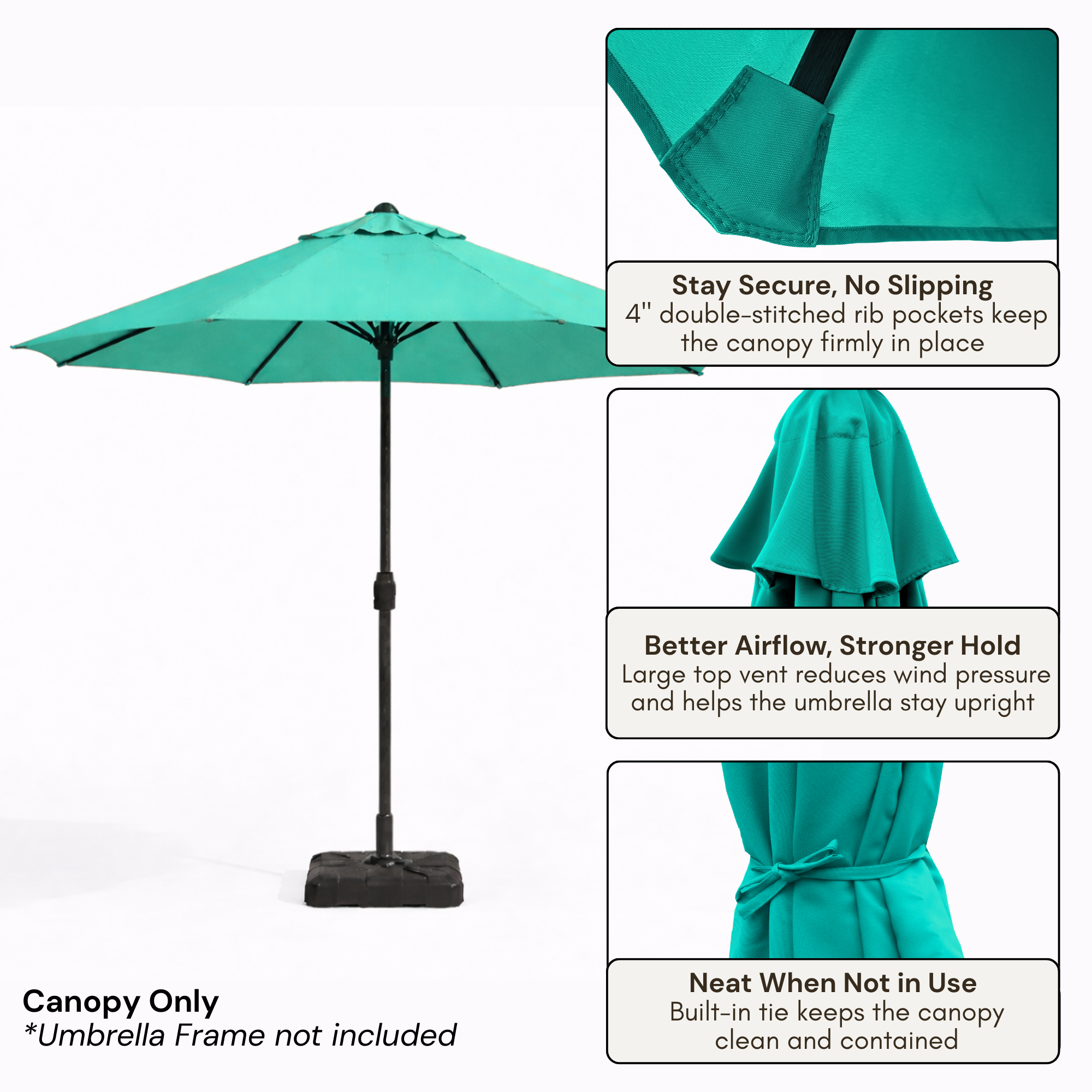 11ft Market Patio Umbrella 8 Rib Replacement Canopy Aruba Turquoise