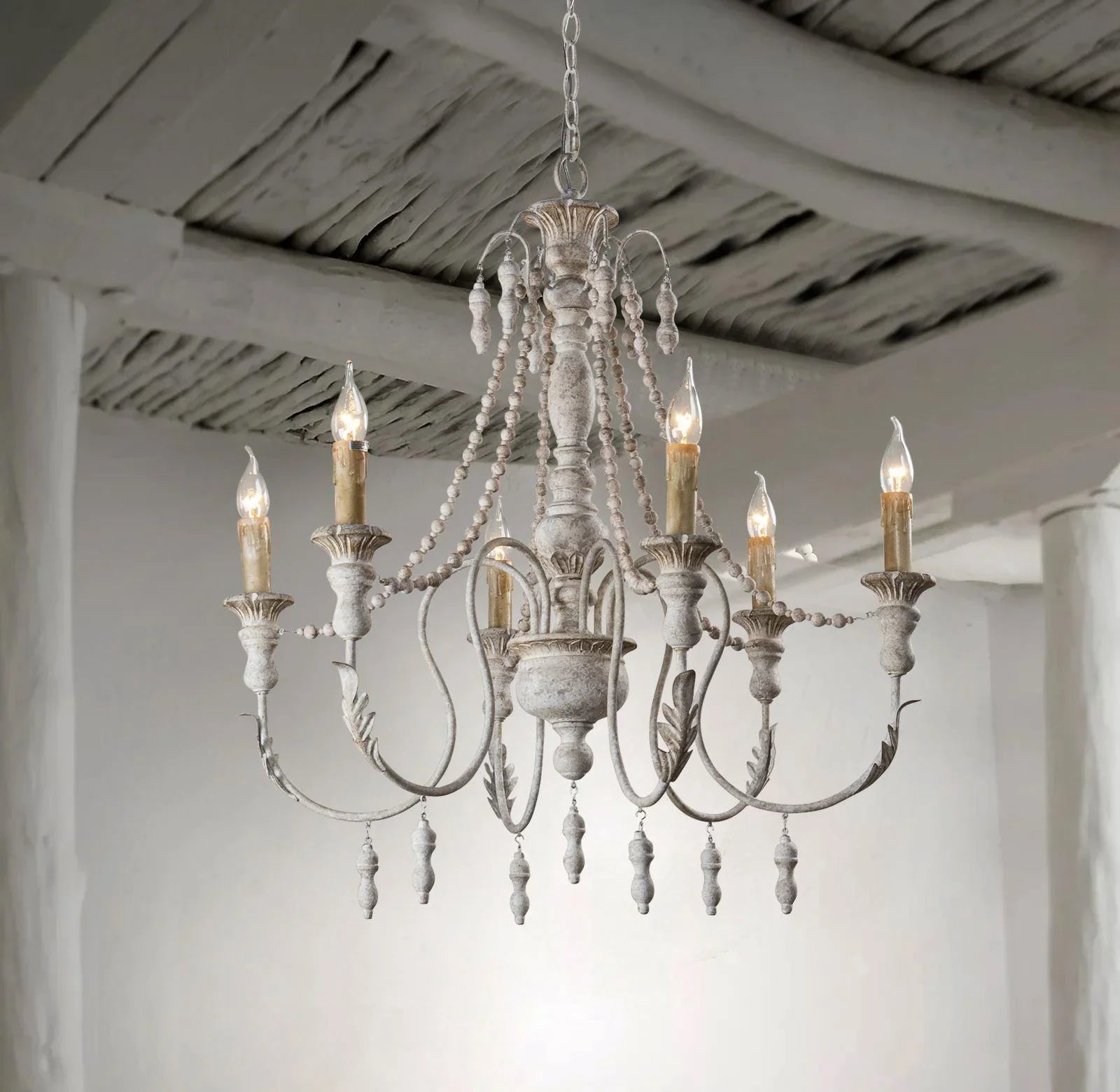 Billiter 6 Light Wood Gray Chandelier