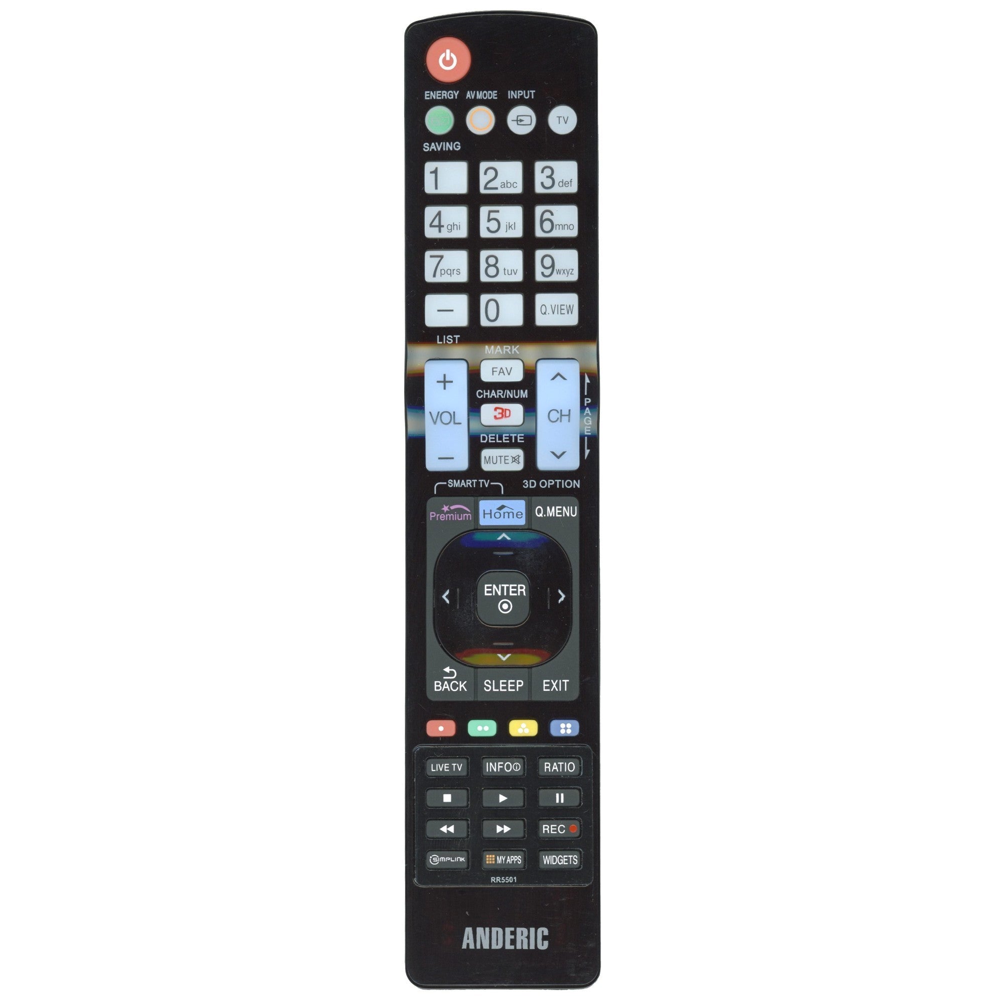 Anderic Substitute For AKB73975702 for LG TV Remote Control [RR5501]