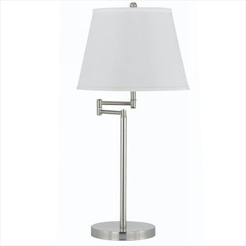 28&quot; Height Metal Table Lamp In Brushed Steel Fabric/Round/Brushed Steel/Brushed Steel/150W/Lifestyle