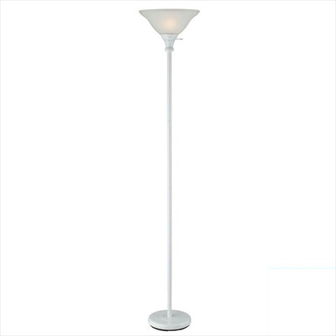 Cal 70&quot; Height Metal Torchiere In White 150W/White/Glass/Round/White/Lifestyle
