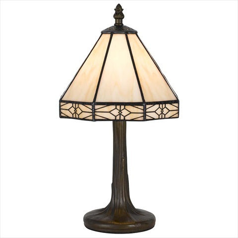 Cal 40W Tiffany Accent Lamp with Zinc Cast Base - Antique Brass, Model BO-2385AC