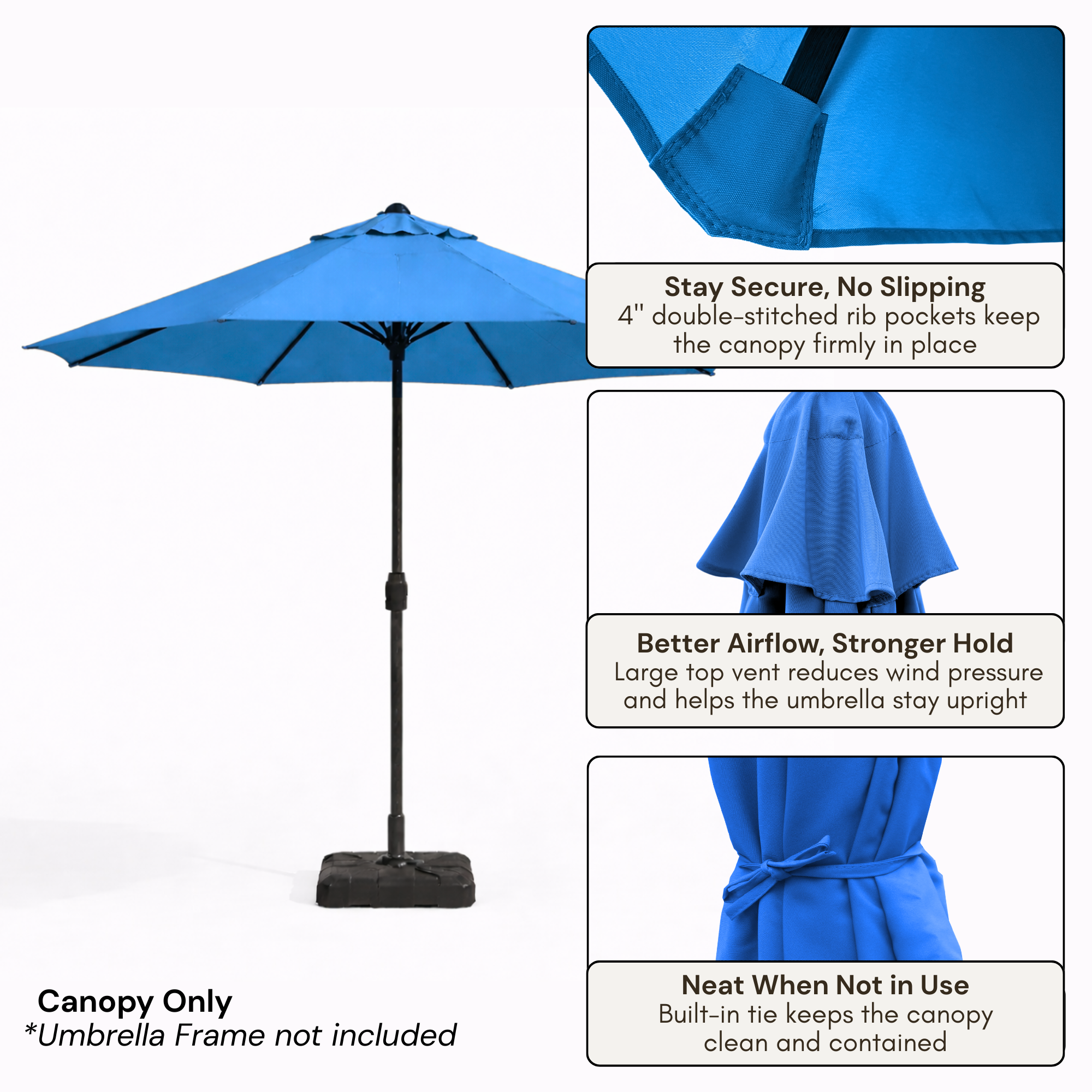 9ft Market Patio Umbrella 6 Rib Replacement Canopy Capri Blue Olefin