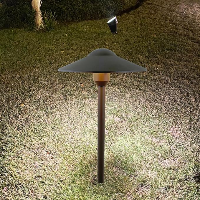 Cast Aluminum Low Voltage Landscape Lighting Pathway Lights Included Ground Spike,Wire Connectors Free Replaceable 3 Watts G4 LED Bulb Warm White 2-Pack